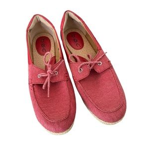 b.o.c. Born Concept Boat Shoes‎ Womens Size 8M Red Canvas Loafers Coastal Preppy
